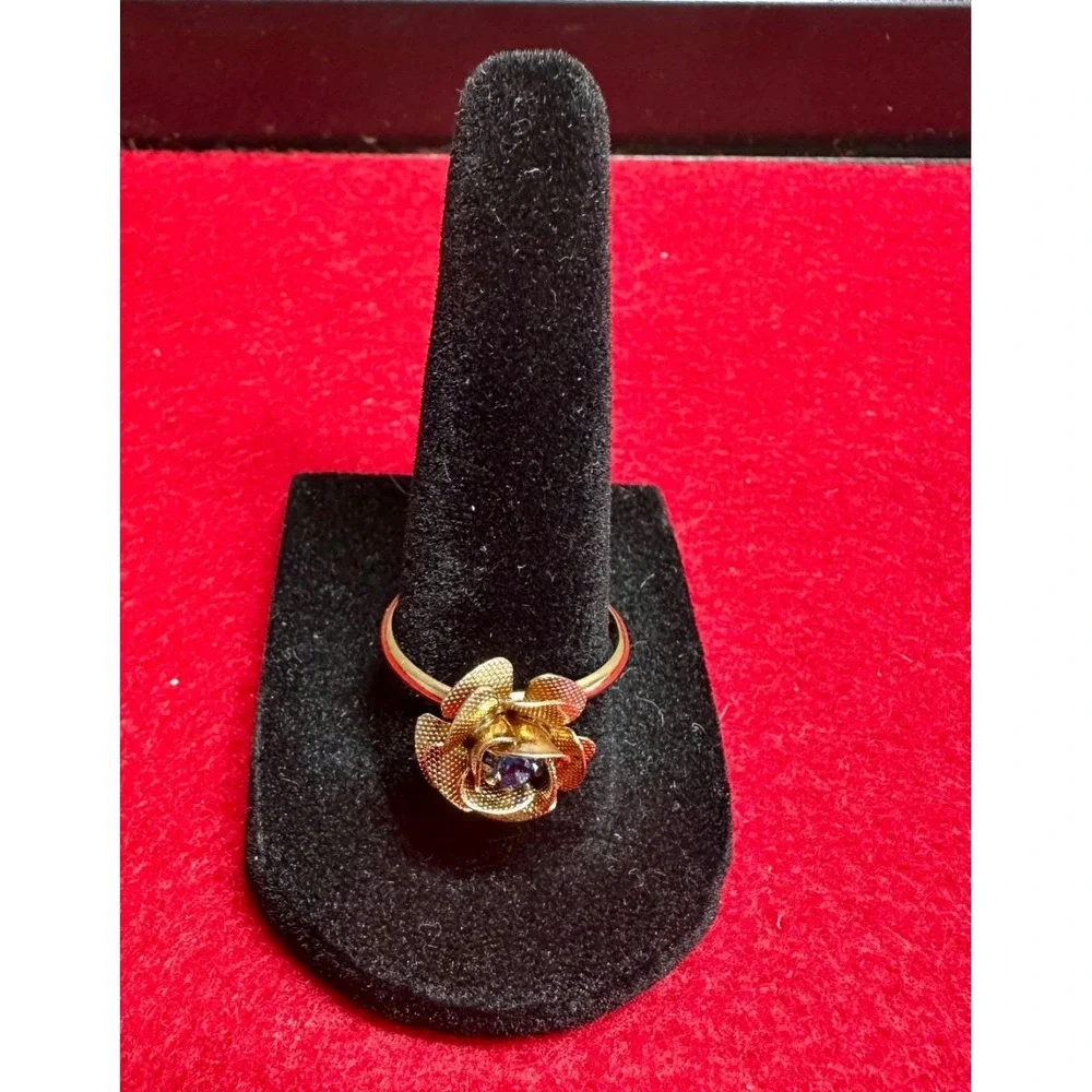 Vintage Ring Lot 2 Adjustable Gold Tone Statement Cocktail Rings